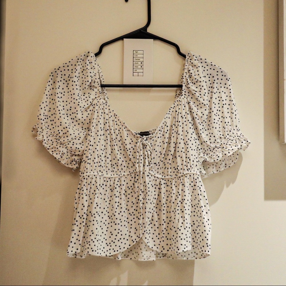 Summer top with black stars / summer blouse